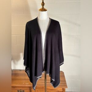 Elegant Black and Gray Women's Sweater Shawl - Reversible